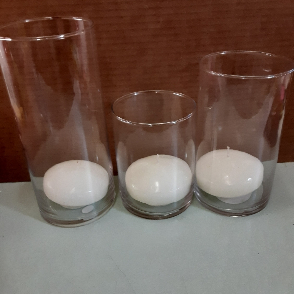 Set of 3 Glass Floating Candle Holders